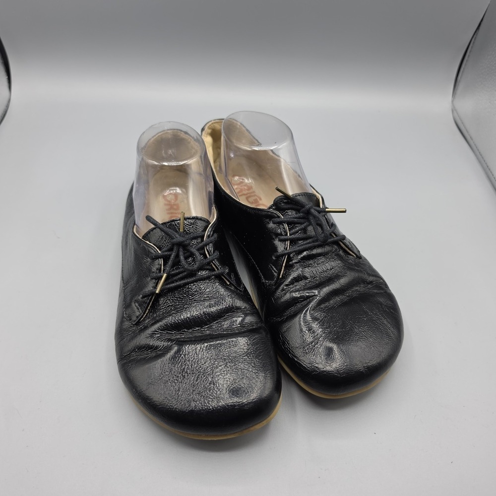 Origo The New Derby Shoes Womens 9.5 Black Patent Leather Flats Lace Up Barefoot